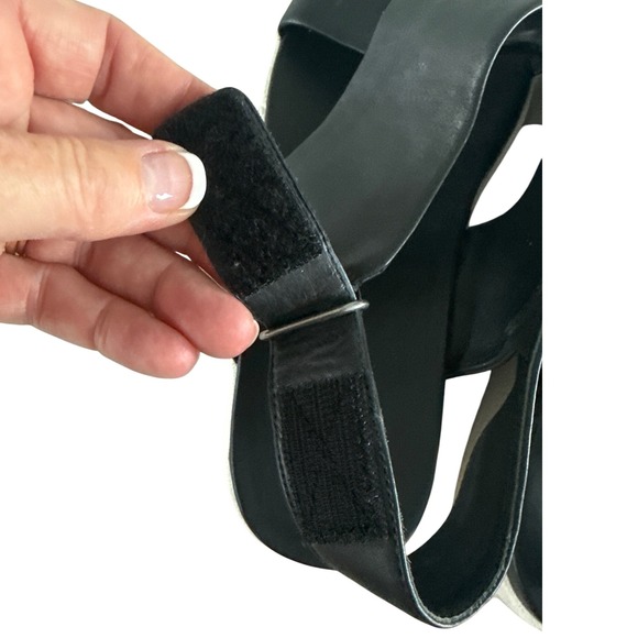 VINCE Weslan Leather Open Toe‎ Platform Criss Cross Strap Sandals Black 7.5 $225 - Picture 11 of 12